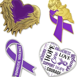 Ensemble de pin's de sensibilisation à la violence domestique – Collection de 4 rubans violets